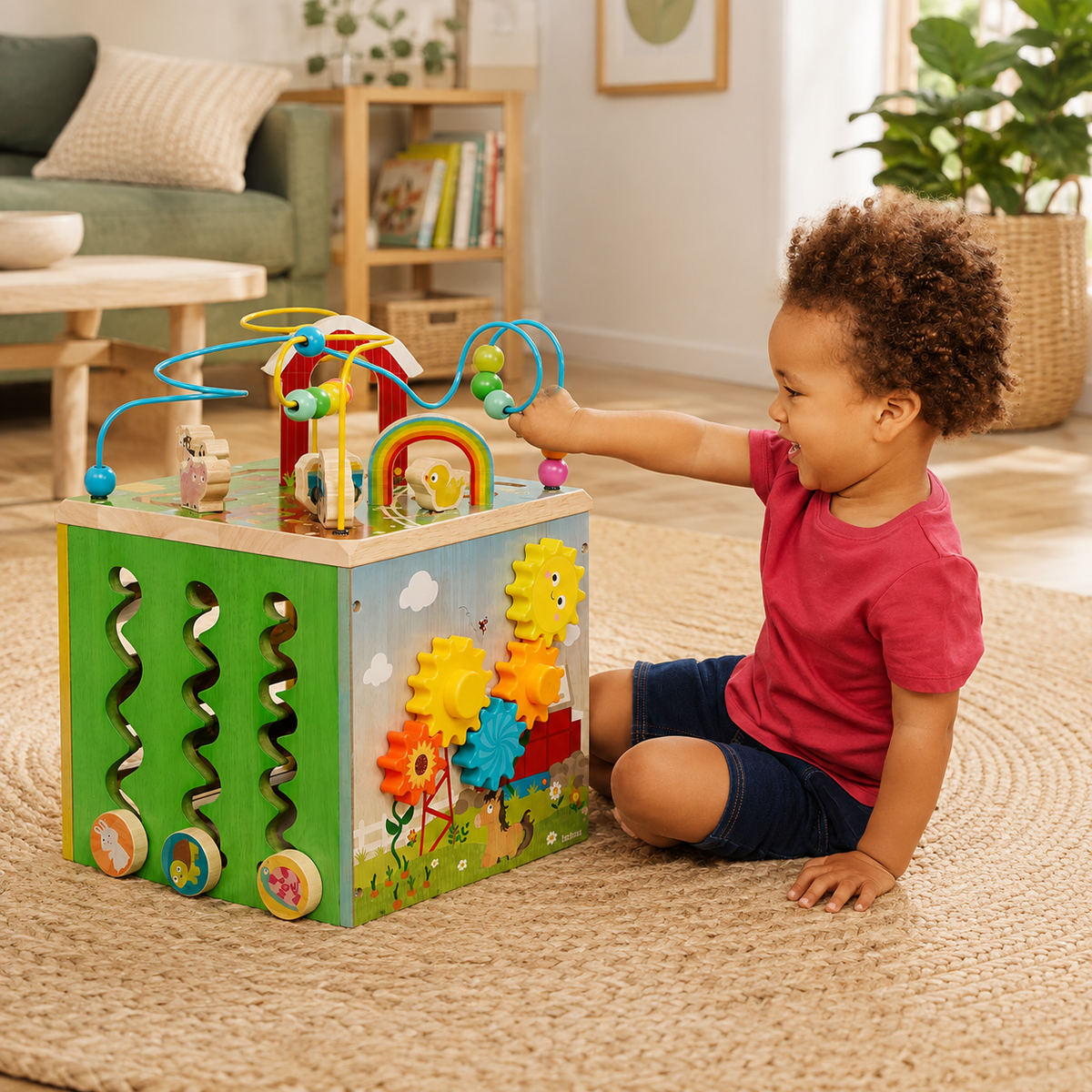 Wooden Barnyard Activity Cube