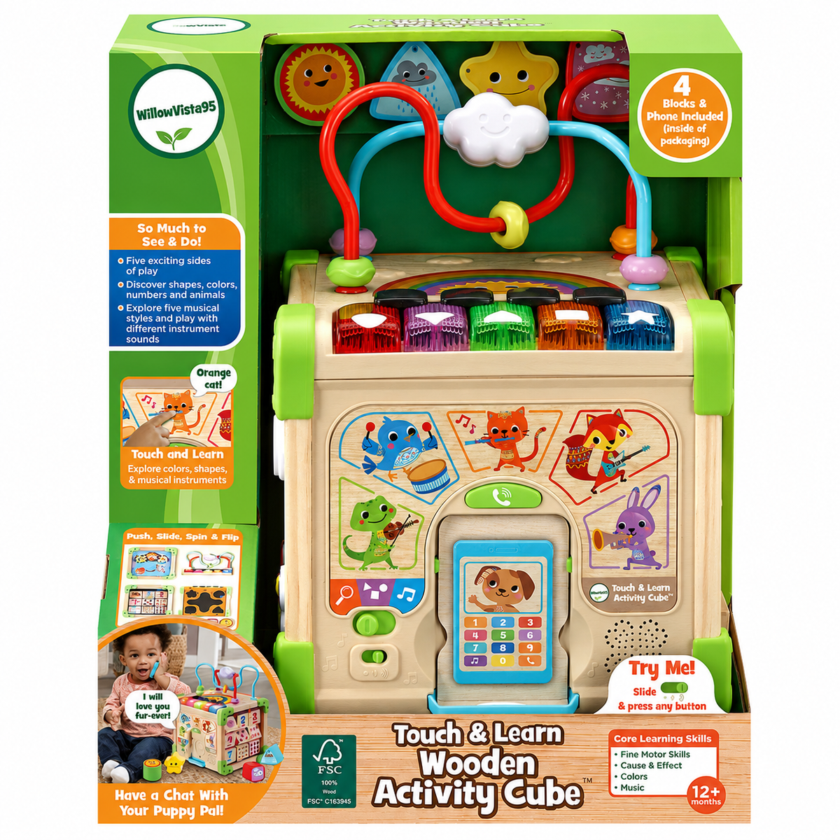 Touch & Learn Wooden Activity Cube
