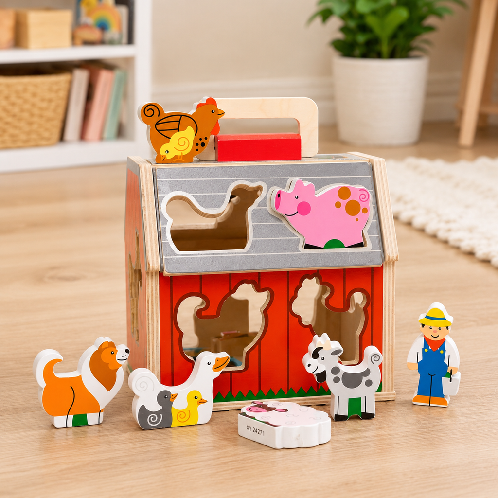 Wooden Take-Along Sorting Barn