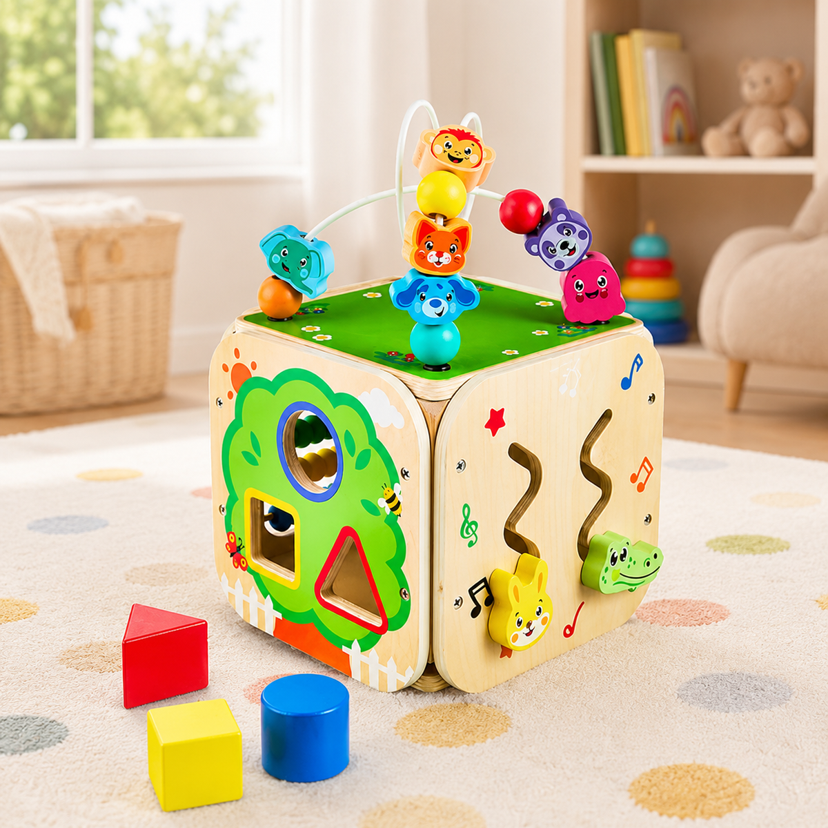 Wooden Activity & Sorting Cube