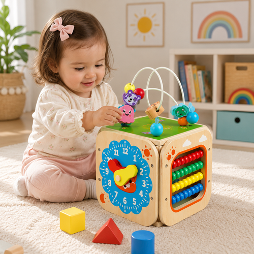 Wooden Activity & Sorting Cube